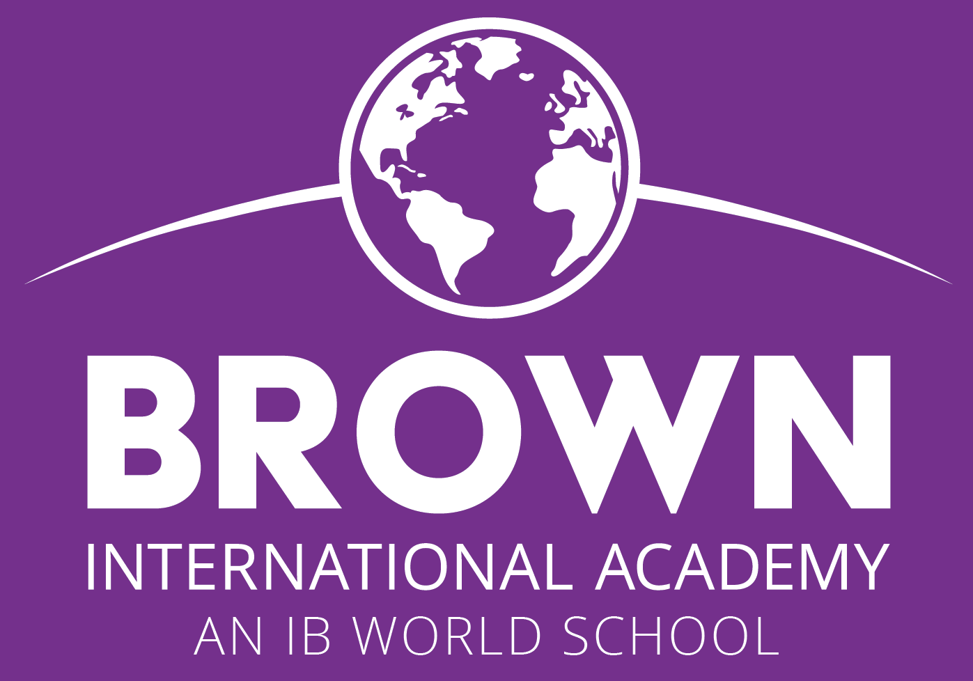 Brown International IB World logo stacked white